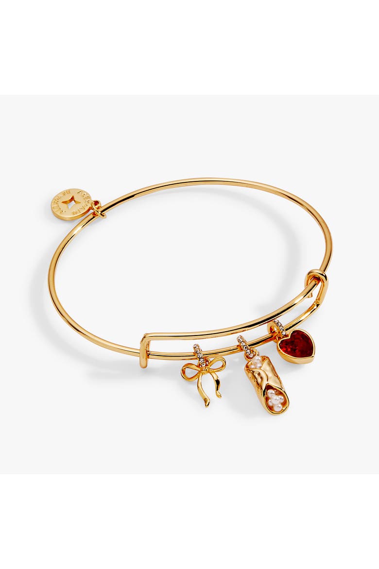 'There Cannoli Be You' Bow & Heart Multi Charm Bangle, Main, color, Gold
