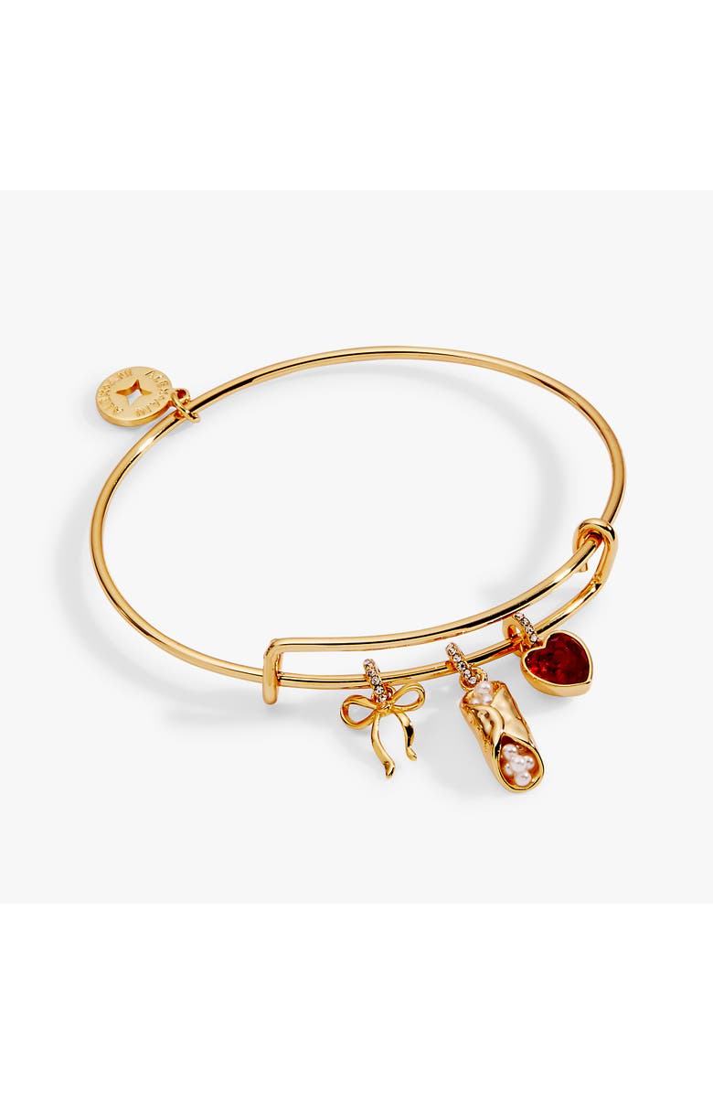 Alex and Ani 'There Cannoli Be You' Bow & Heart Multi Charm Bangle, Main, color, Gold