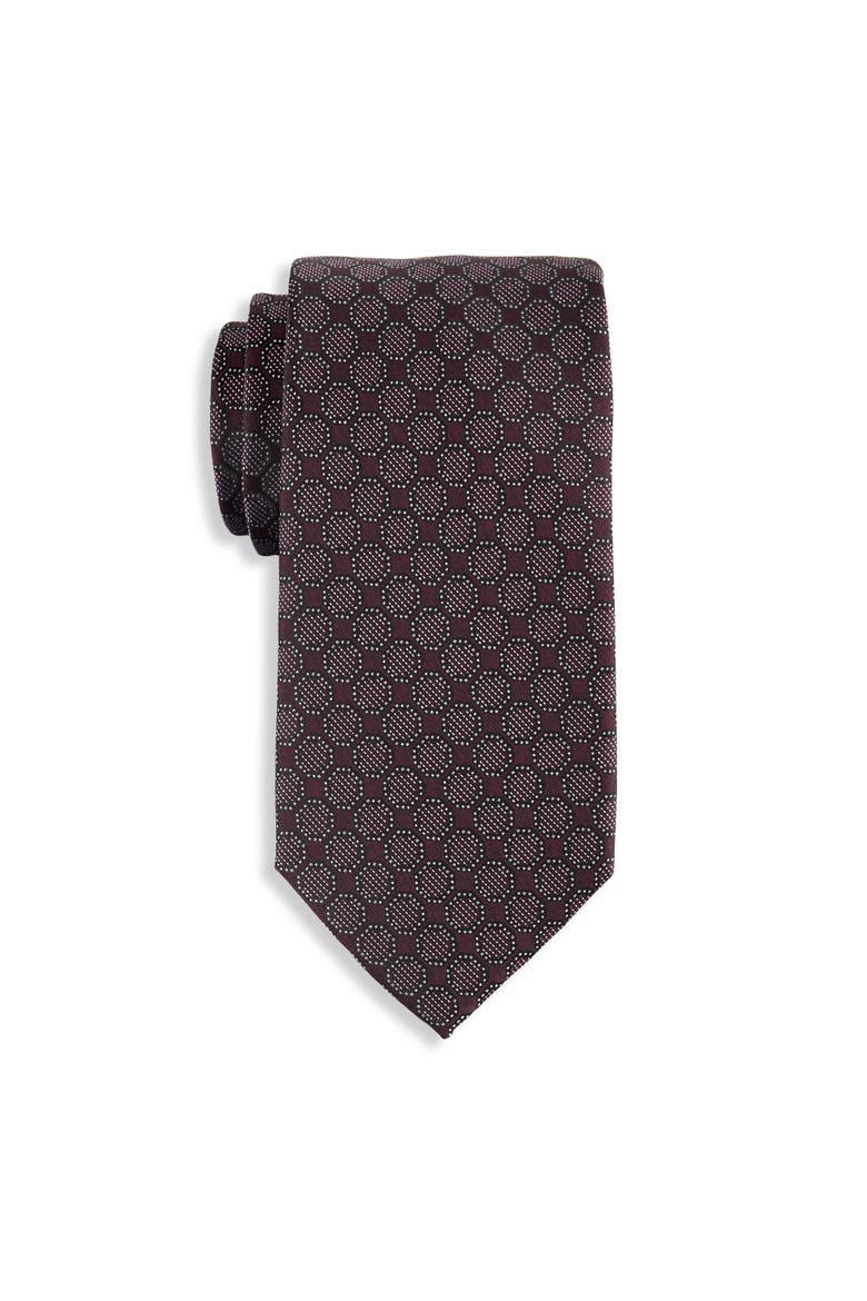 Big & Tall Sorrel Geometric Tie, Main, color, BURGUNDY
