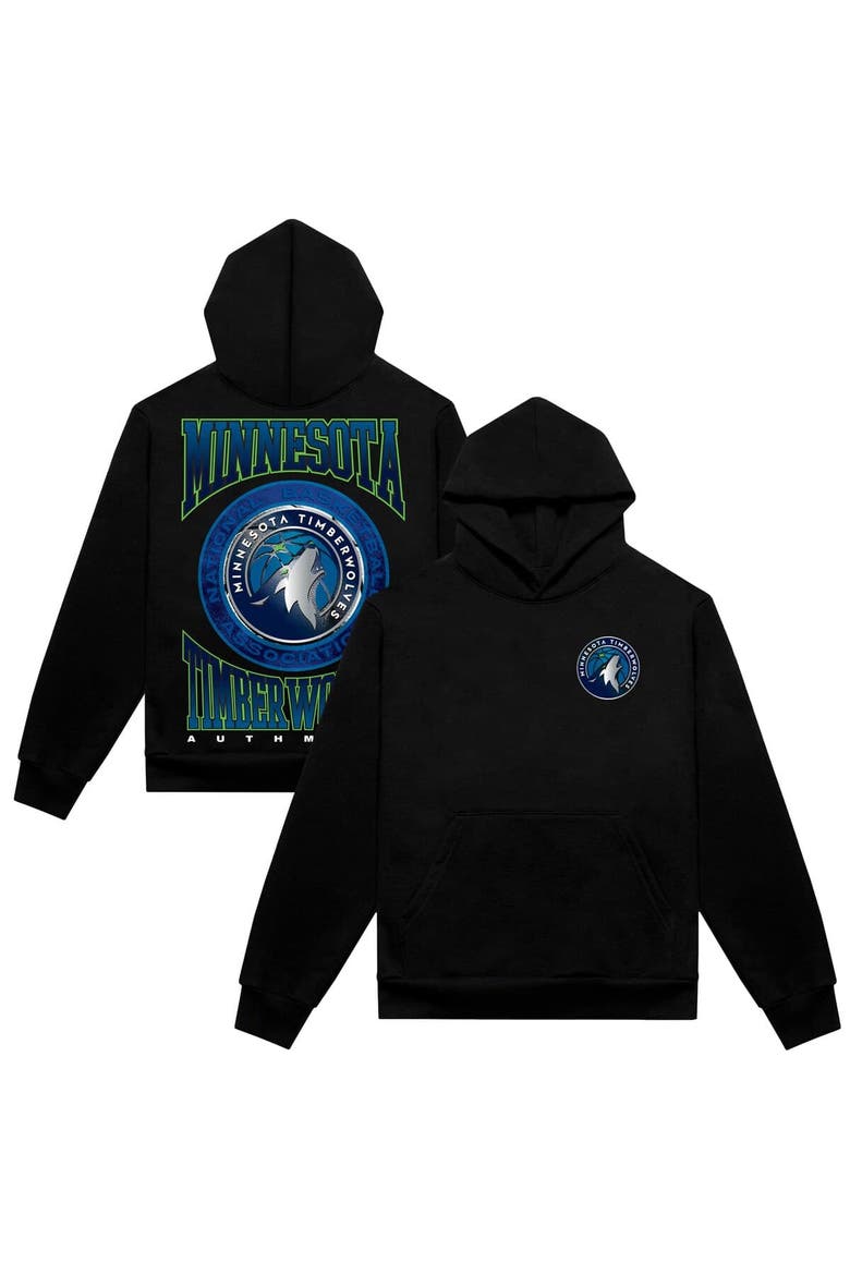 Men's Authmade Black Minnesota Timberwolves Vintage Metal Premium Heavyweight Pullover Hoodie, Main, color, Black