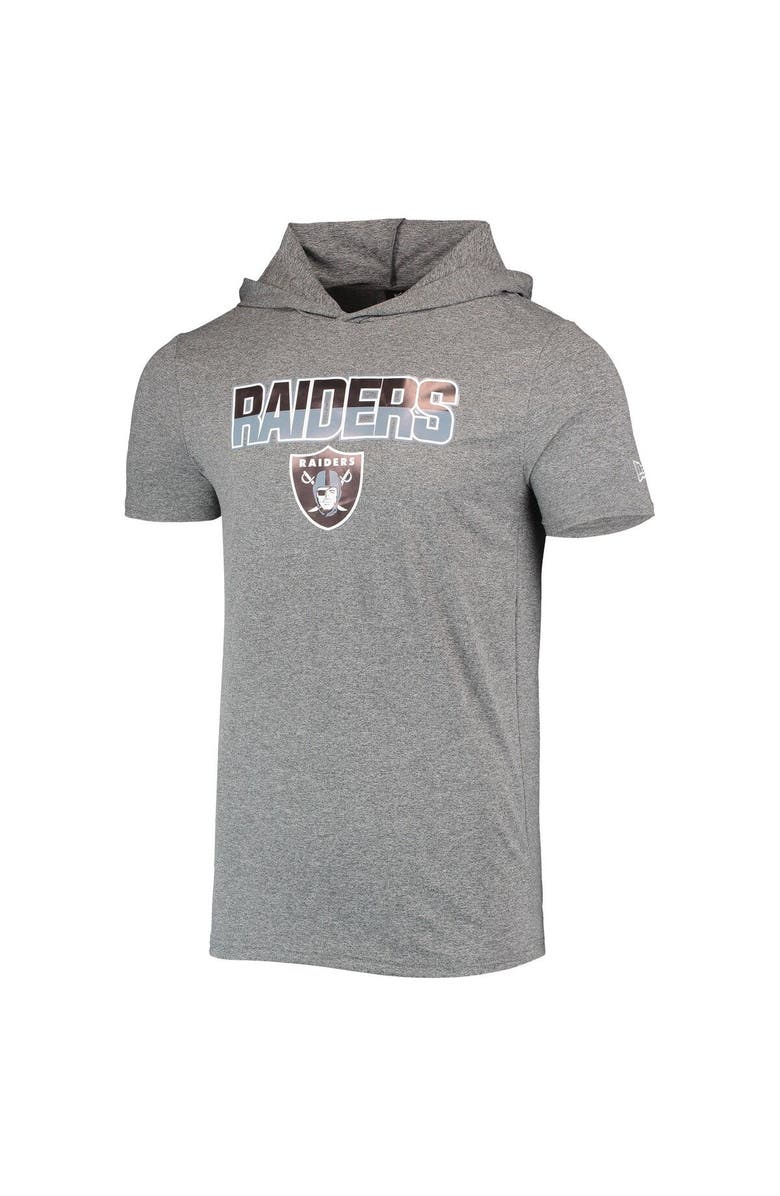 New Era Men's New Era Heathered Gray Las Vegas Raiders Team Brushed Hoodie T-Shirt, Alternate, color, Gray