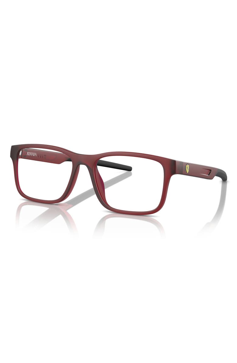 Scuderia Ferrari 54mm Rectangular Optical Glasses, Alternate, color, Opal Matte Red / Demo Lens