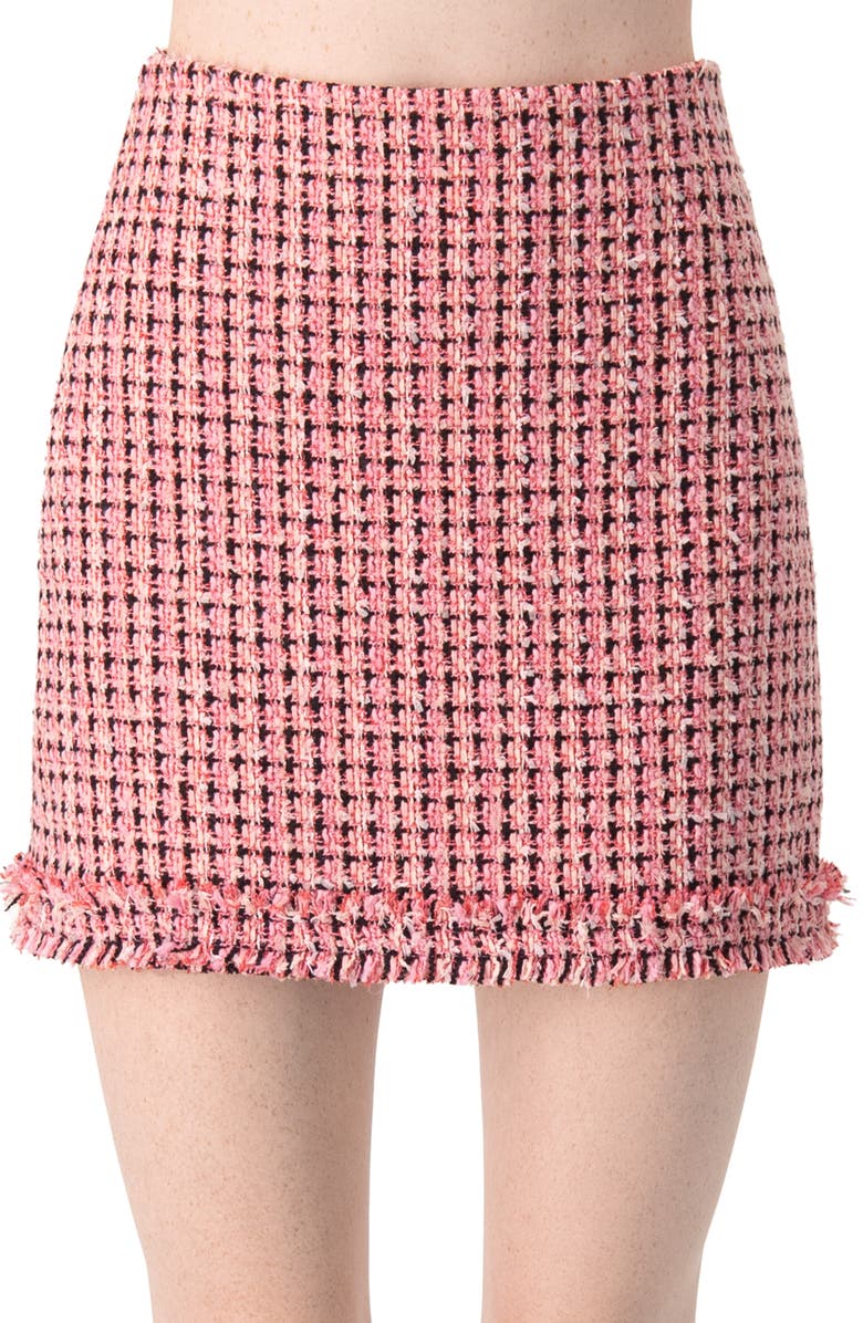 IVONNE Short Tweed Skirt, Main, color, Pink