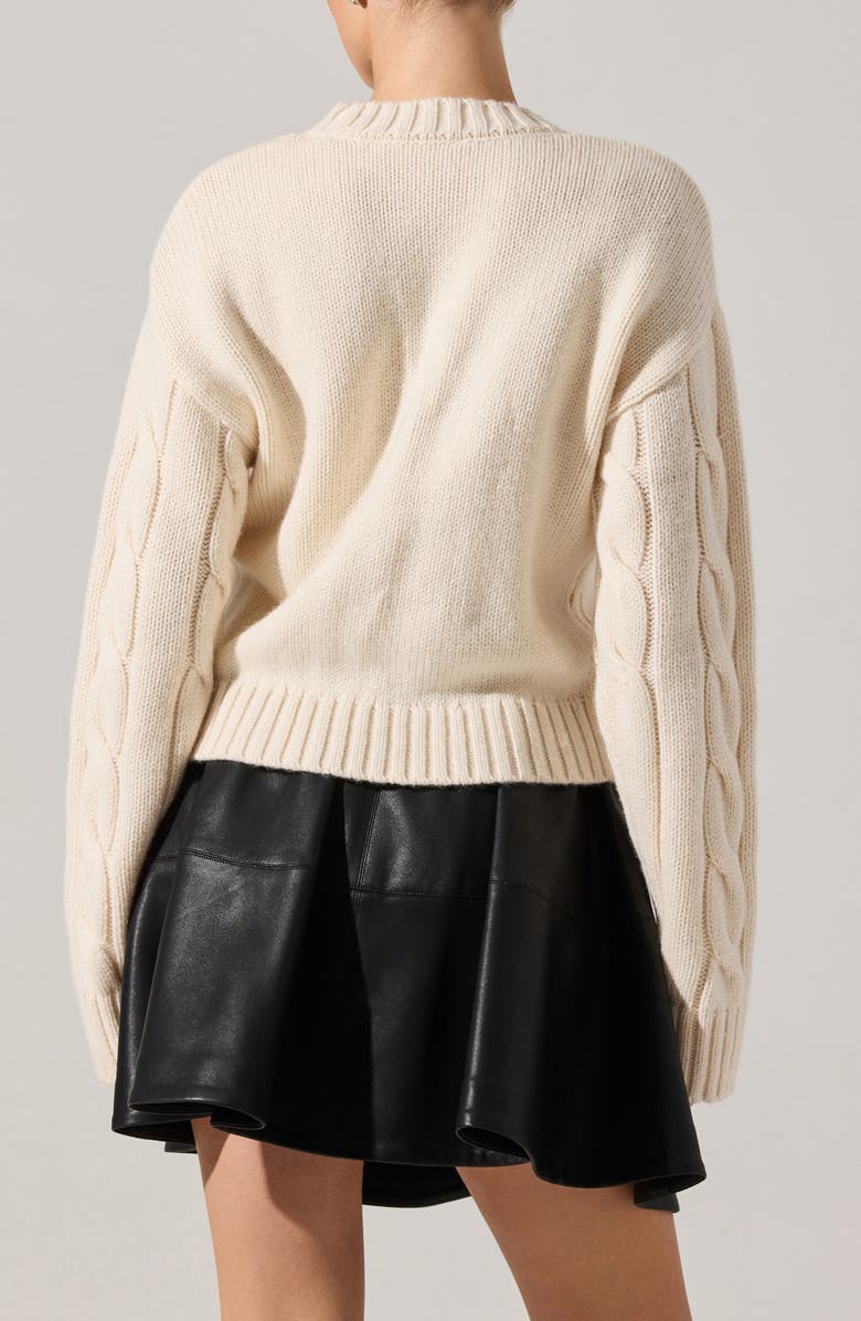 ASTR the Label Pennina Cable Sweater, Alternate, color, Cream