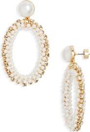 Nordstrom Faux Pearl & Rhinestone Drop Earrings
