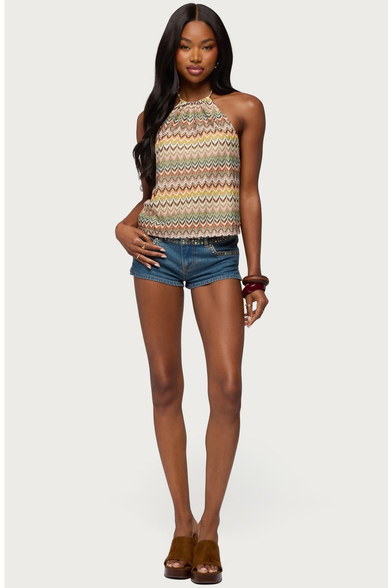 Kelsie Zigzag Open Knit Halter Top, Alternate, color, MULTI