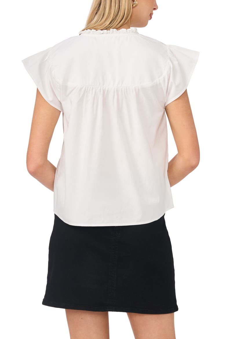 Embroidered Flutter Sleeve Cotton Top, Alternate, color, ULTRA WHITE