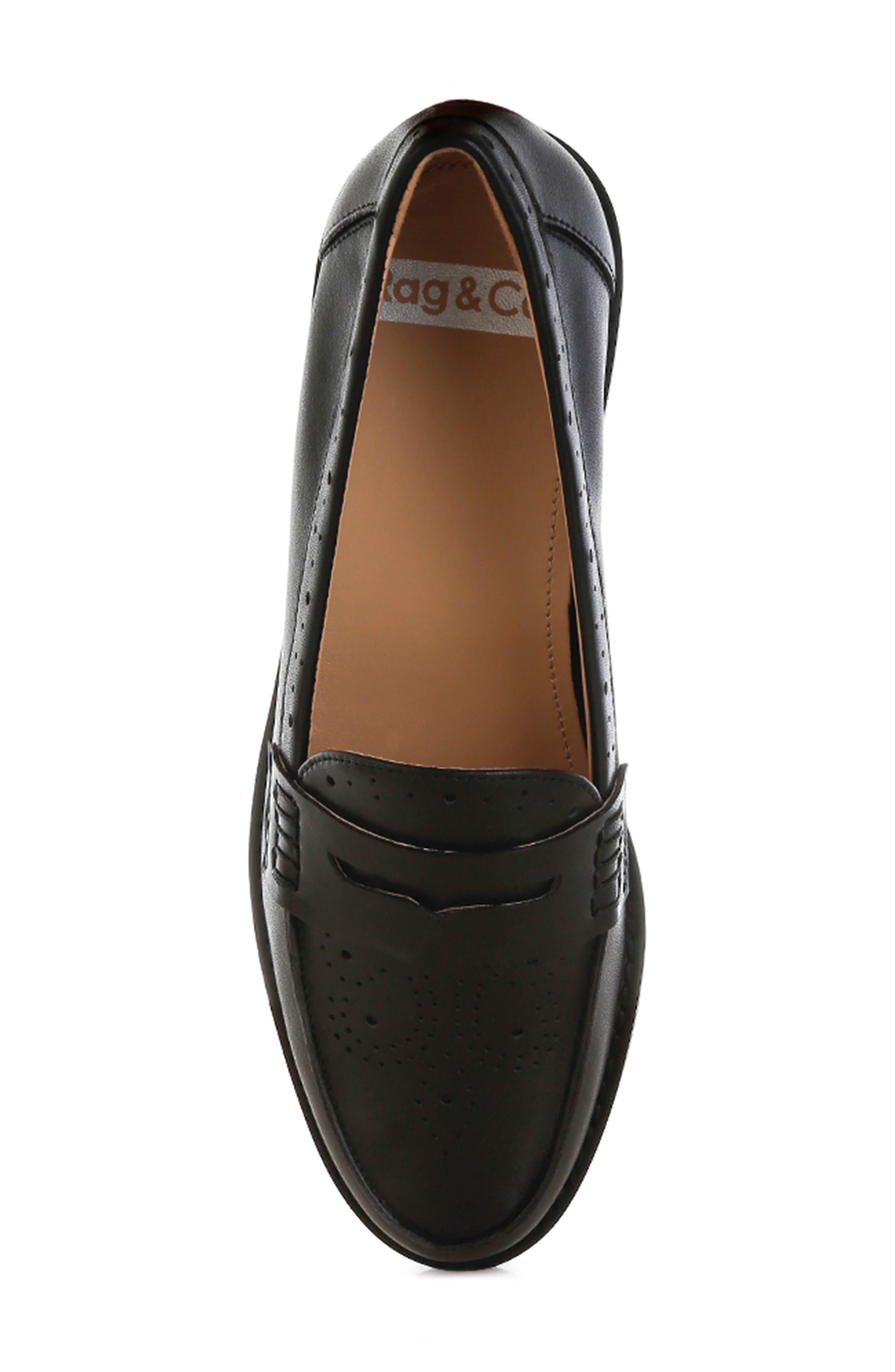 Rag & Co Clotilda Brogue Penny Loafer, Alternate, color, Black