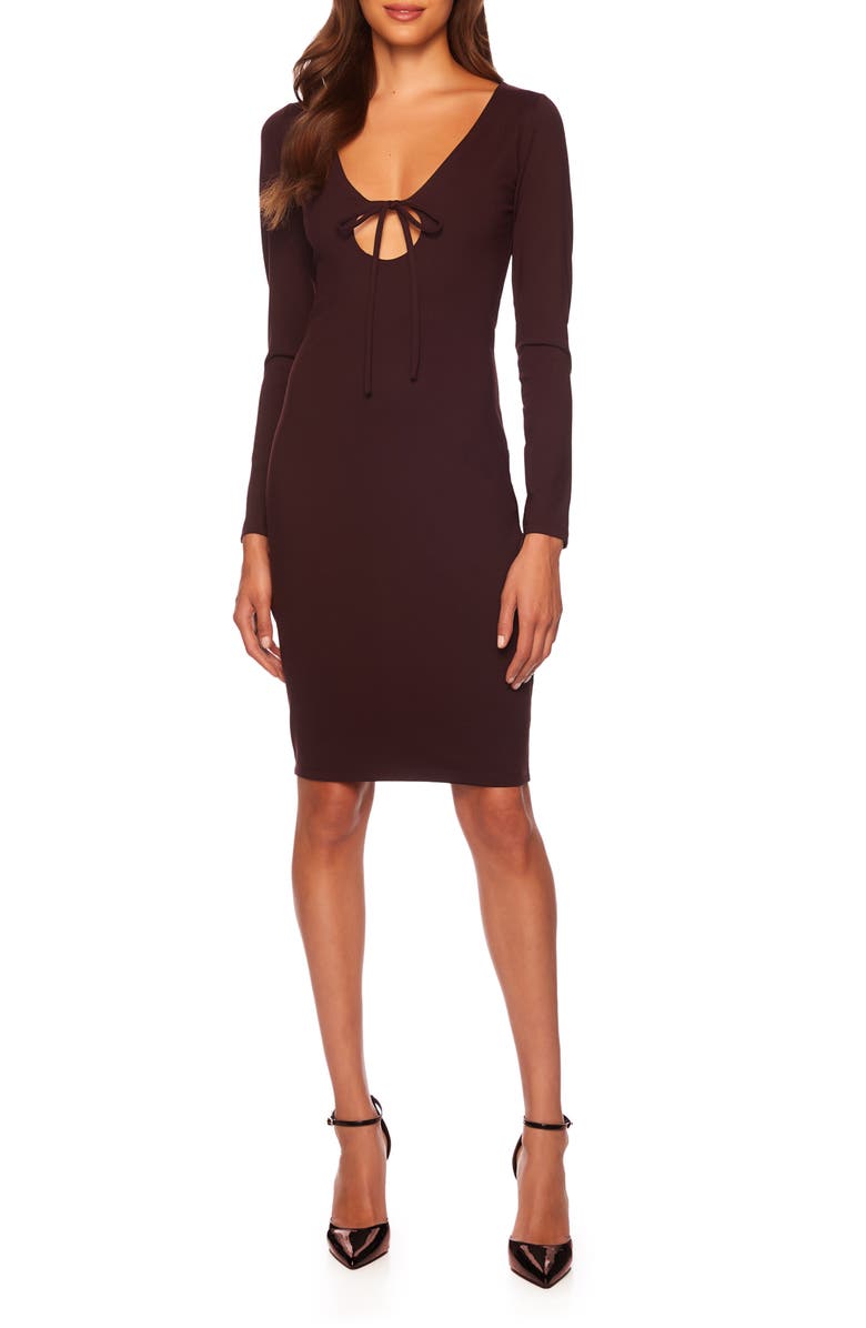 Susana Monaco Tie Cutout Long Sleeve Dress, Main, color, 