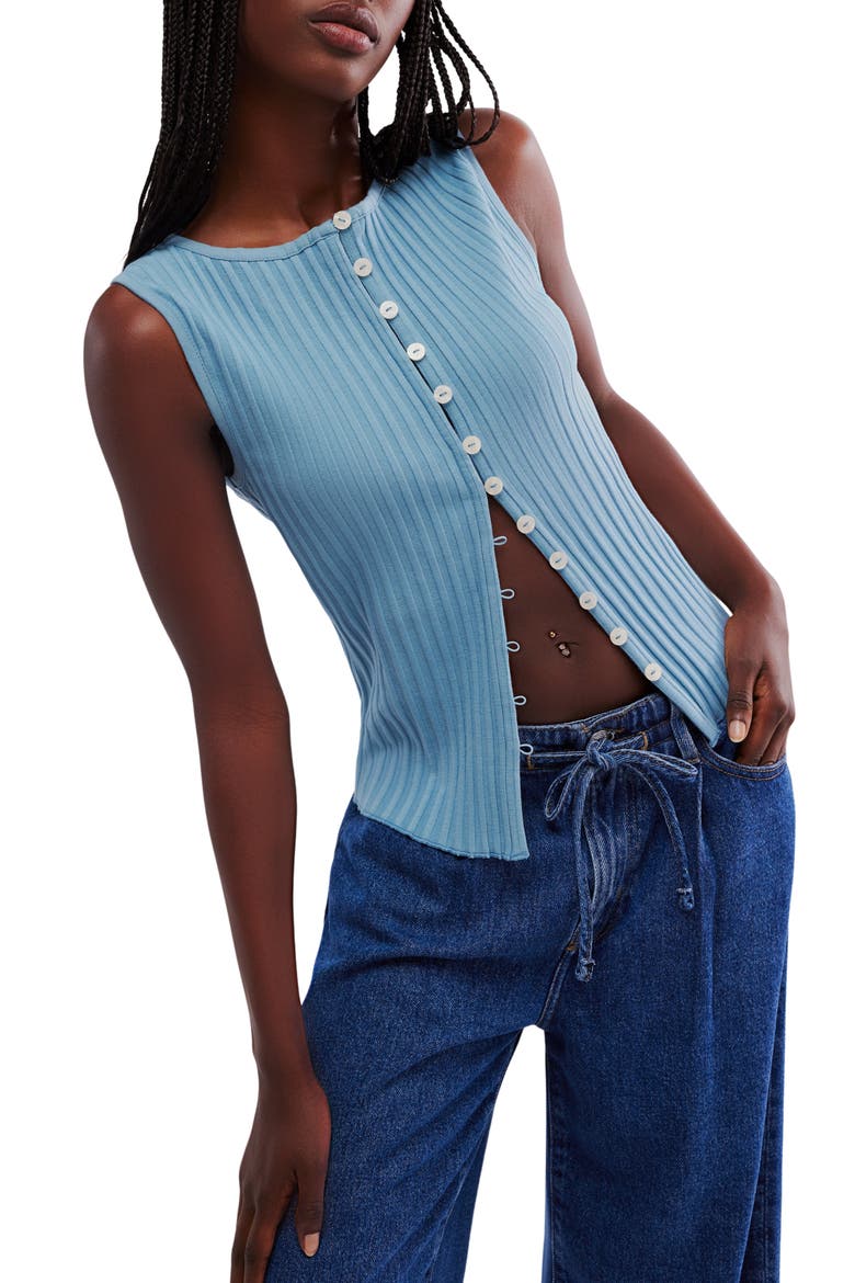 Tilly Rib Button-Up Top, Main, color, OCEAN VIEW
