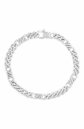 Men's Sterling Silver Figaro Chain Bracelet