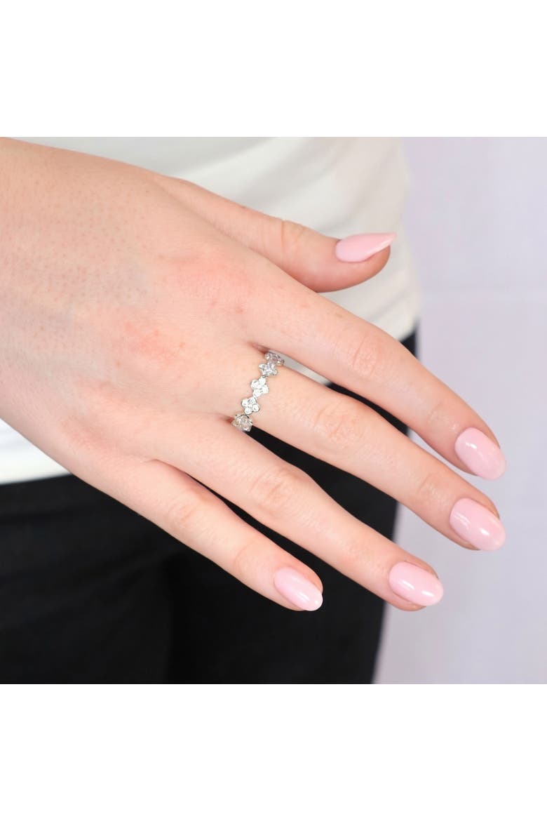 CZ Clover Station Band, Alternate, color, Sterling Silver