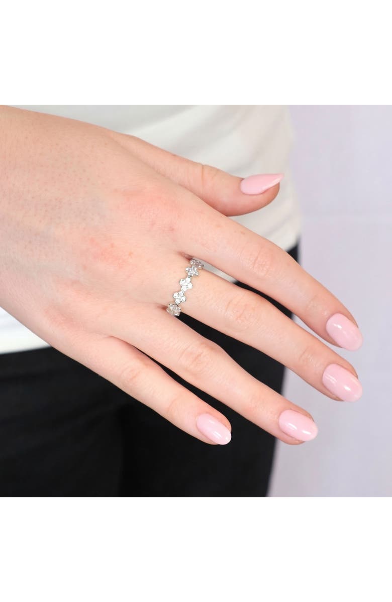 The Lovery Fine Jewelry CZ Clover Station Band, Alternate, color, Sterling Silver