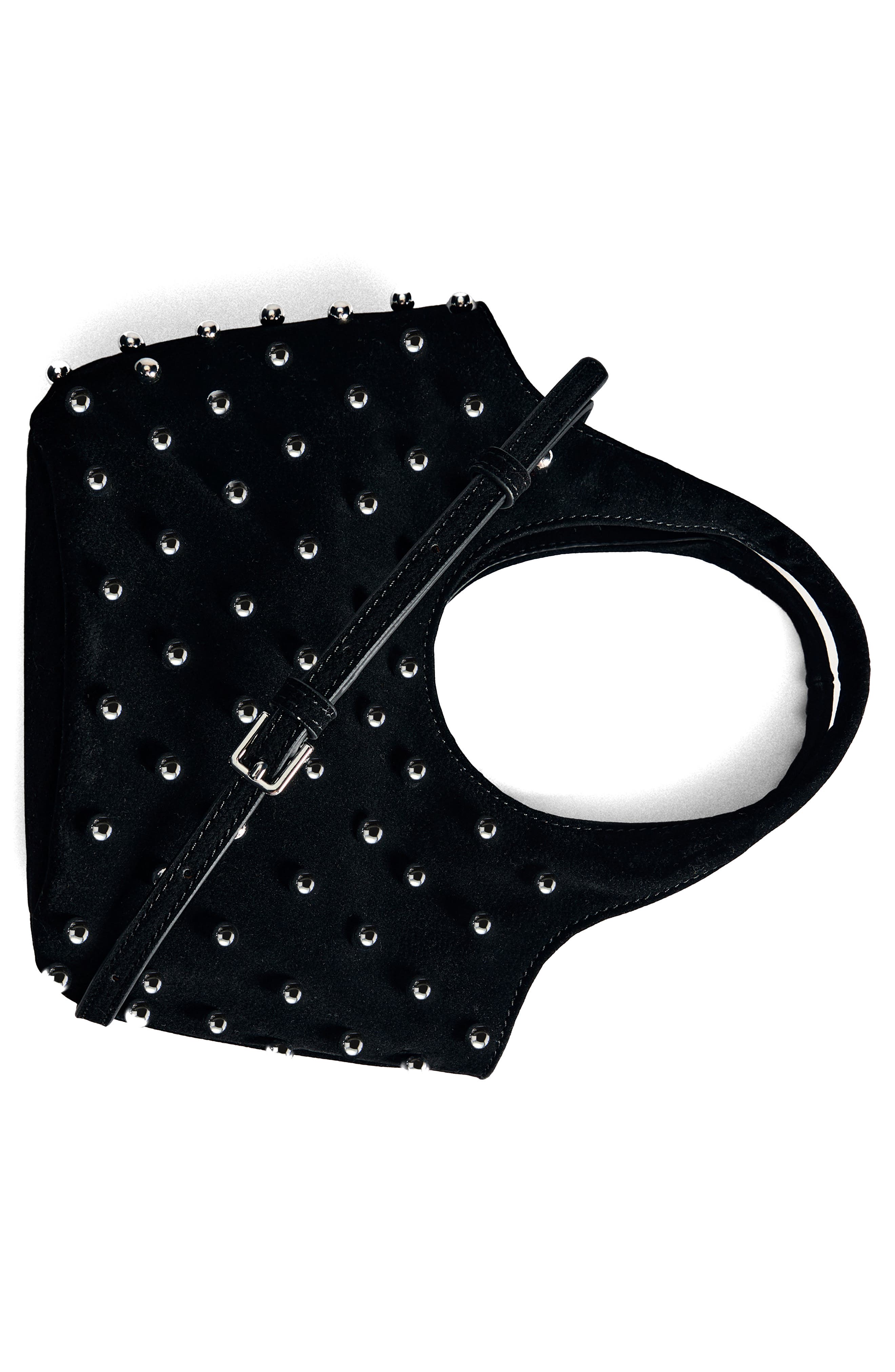 MANGO Studded Velveteen Top Handle Bag, Alternate, color, 