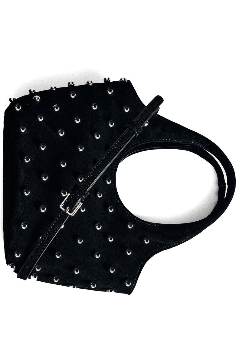 MANGO Studded Velveteen Top Handle Bag, Alternate, color,