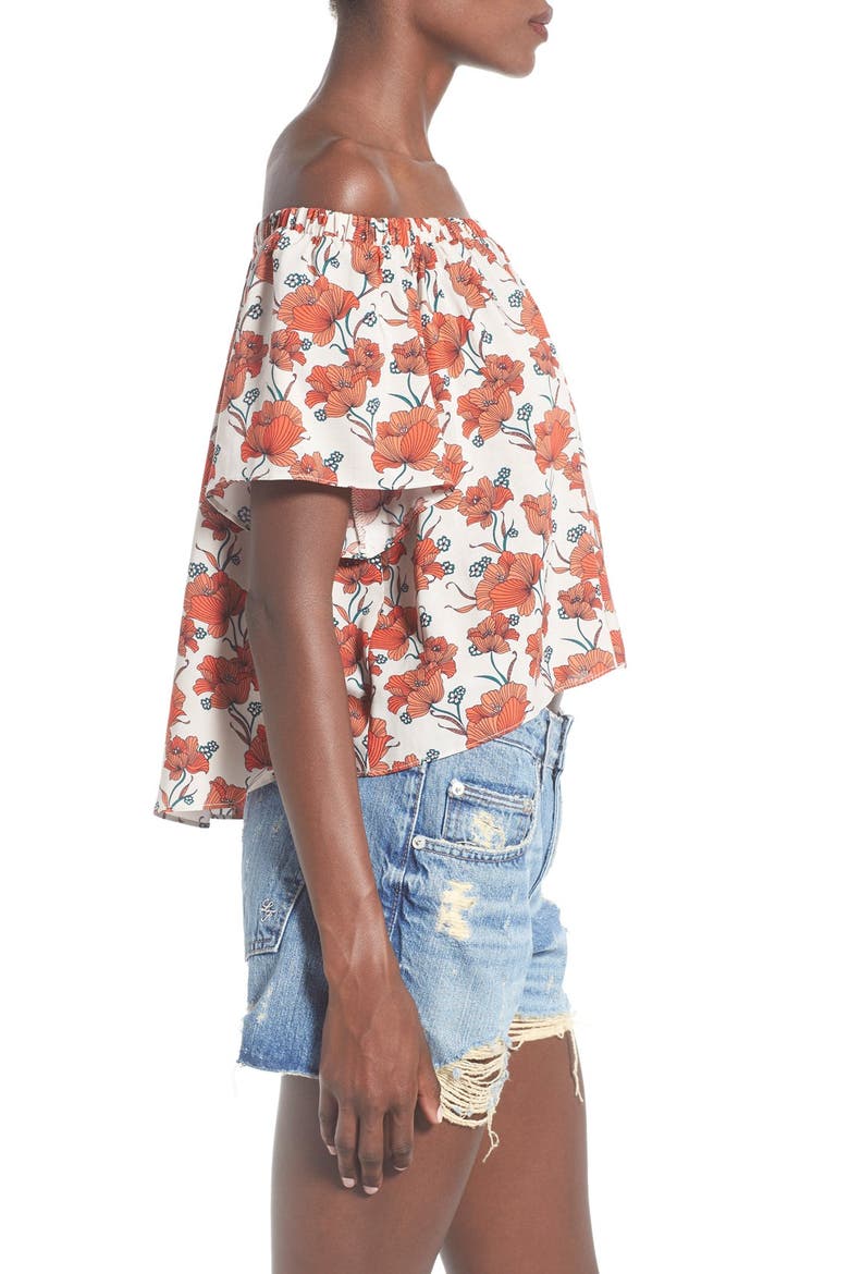 ASTR Mixed Print Off the Shoulder Top, Alternate, color, ORANGE MULTI FLORAL
