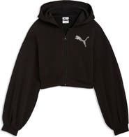 PUMA Essentials Bedazzled Rhinestone Embellished Cropped Graphic Hoodie
