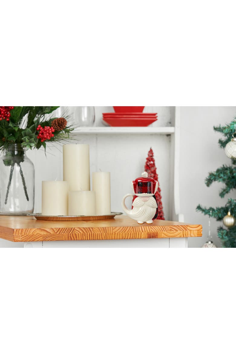Lars Gnome Lidded Mug Ceramic Drinkware for Christmas, Alternate, color, Multicolored