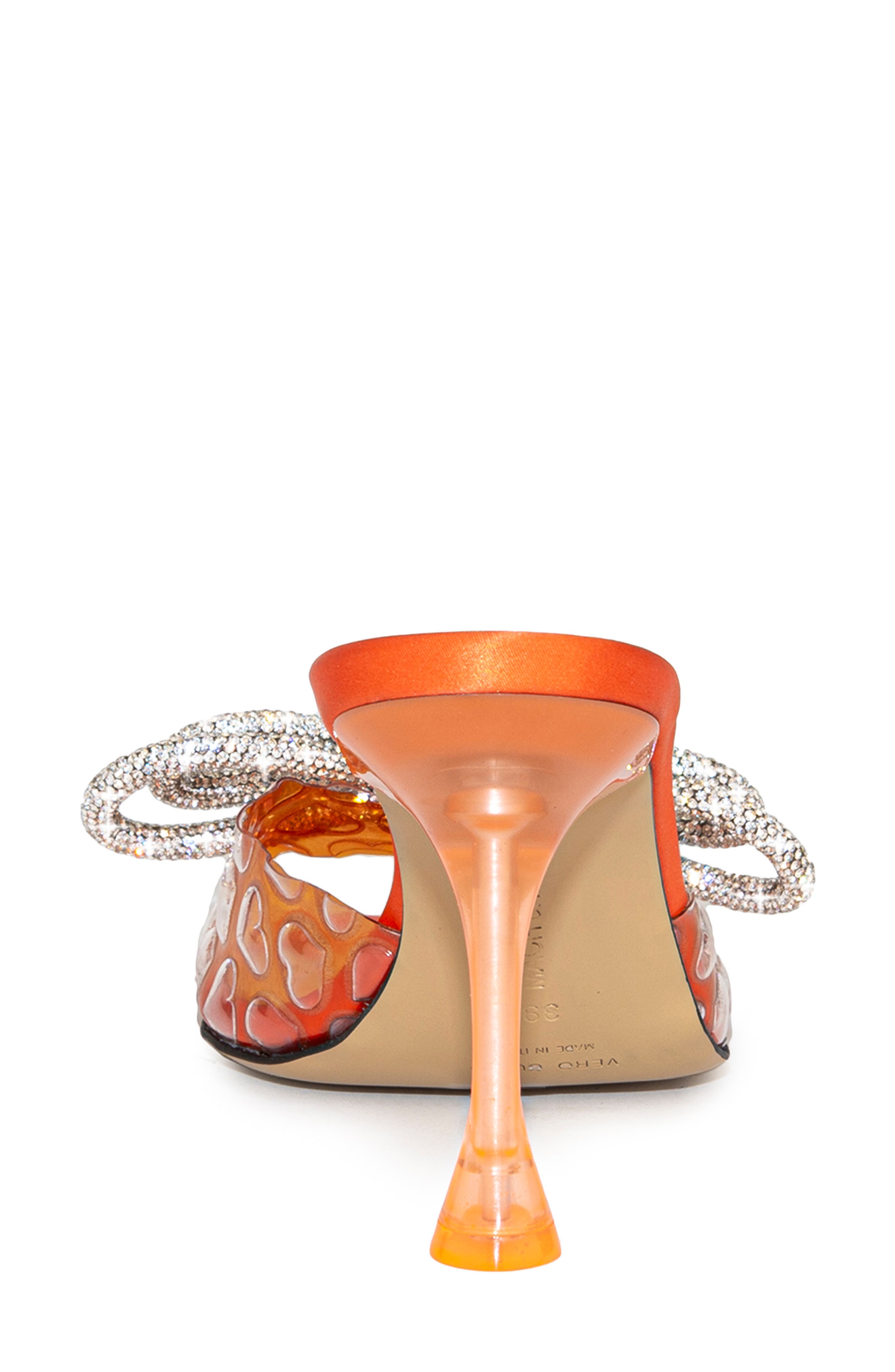 Mach & Mach Hearts Crystal Double Bow Square Toe Slide Sandal, Alternate, color, 