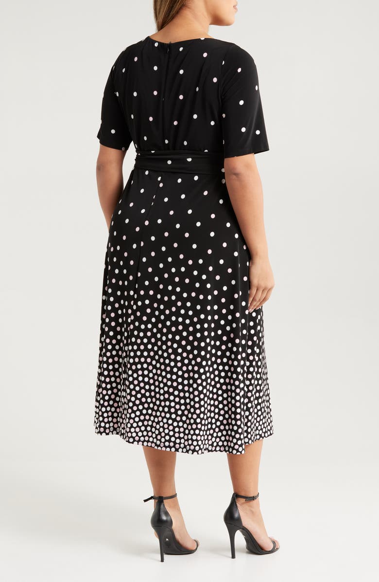 KASPER Long Sleeve Belted Fit & Flare Dress, Alternate, color, Black Multi