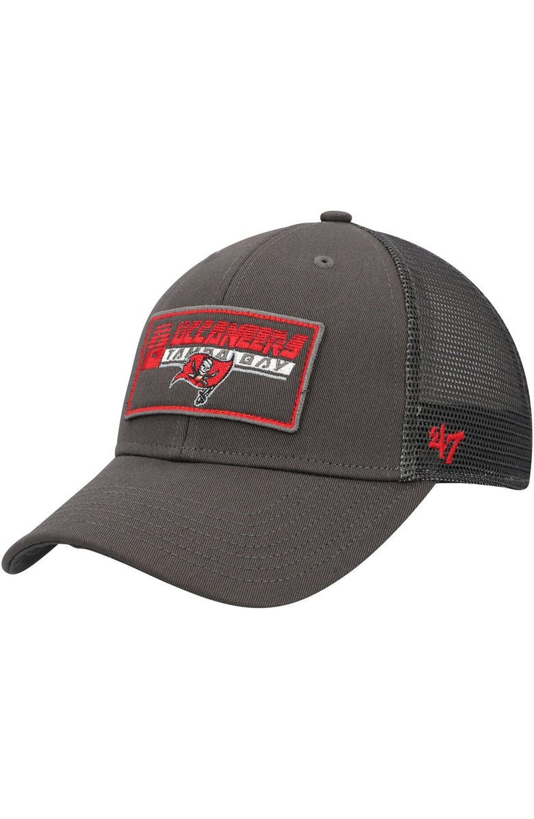 '47 Youth '47 Pewter Tampa Bay Buccaneers Levee MVP Trucker Adjustable Hat, Main, color, Pewter