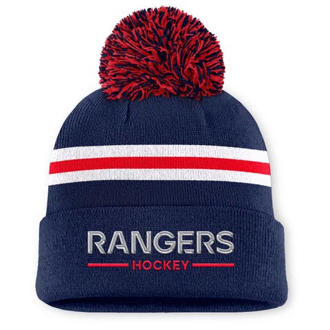 Women's Fanatics Navy New York Rangers Authentic Pro Rink Cuffed Knit Hat with Pom