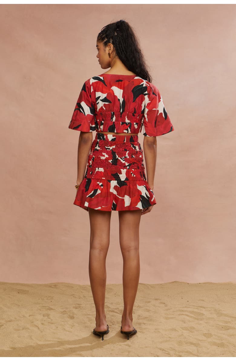 AMUR Penelope Smocked Skirt, Alternate, color, Red Bloom