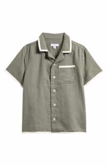 Reiss Kids' Vitan Short Sleeve Linen Camp Shirt
