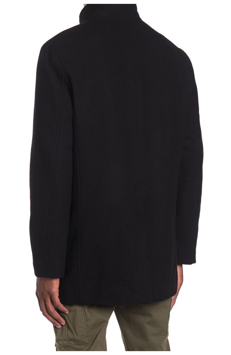 Cole Haan Signature Stand Collar Bib Wool Blend Coat, Alternate, color, Black
