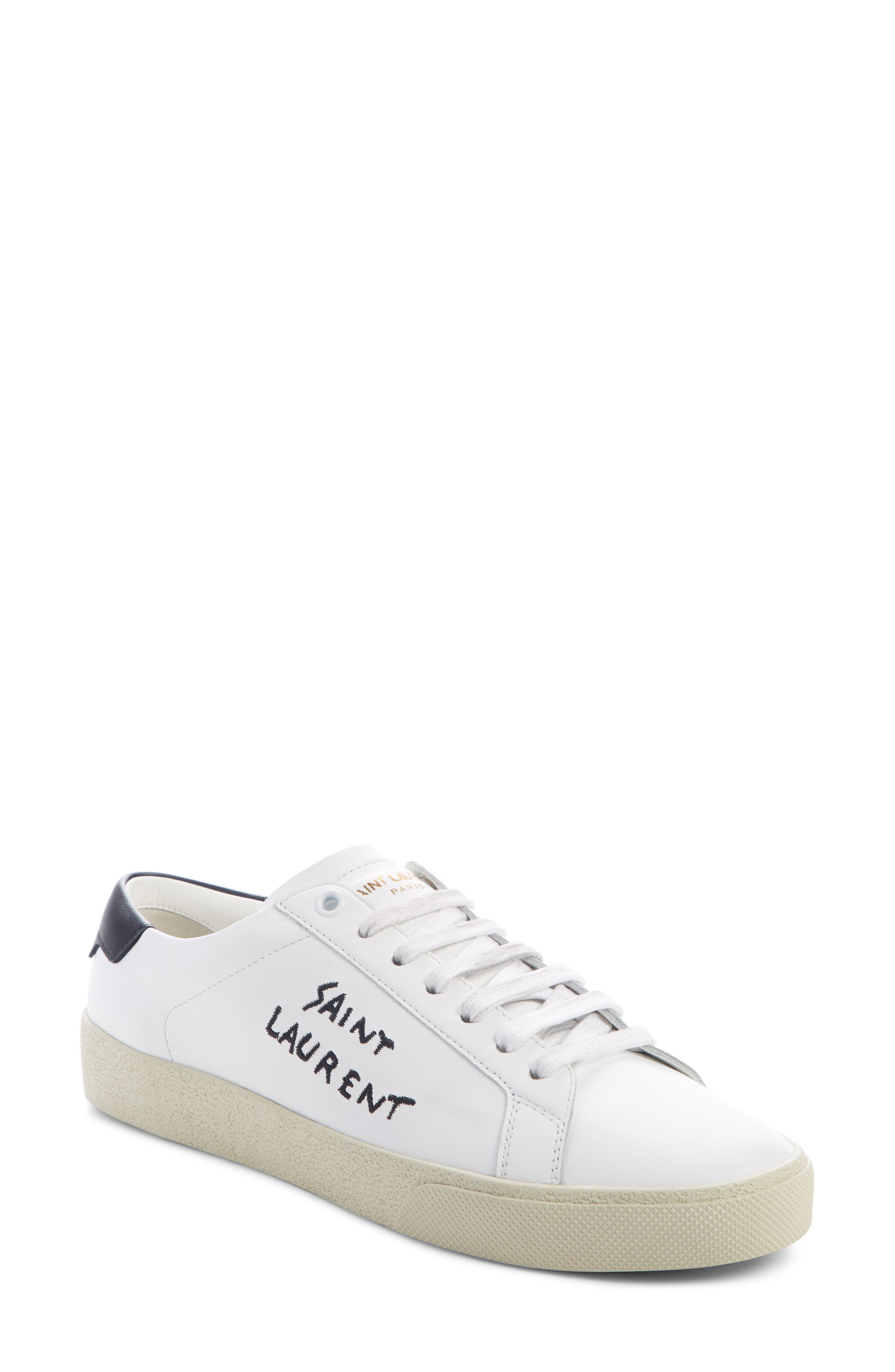 Saint Laurent Court Classic Embroidered Logo Sneaker, Main, color, 