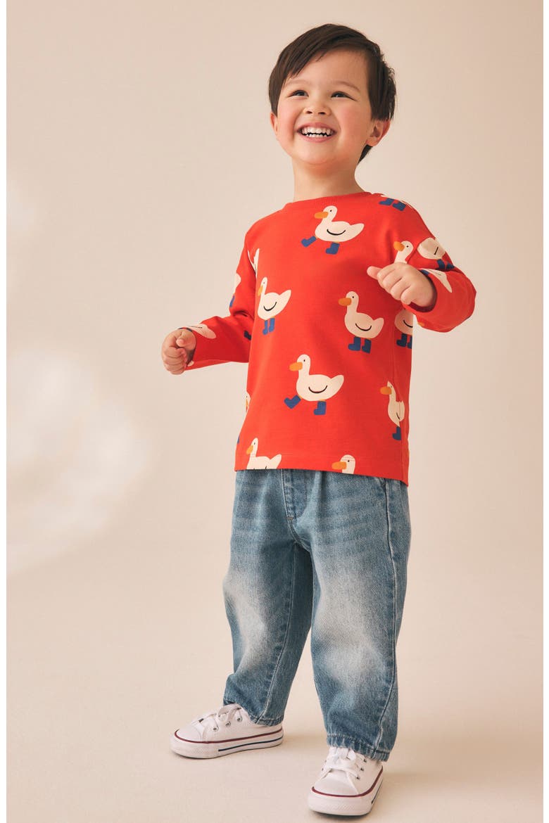 Kids' Duck Print Long Sleeve T-Shirt, Alternate, color, RED