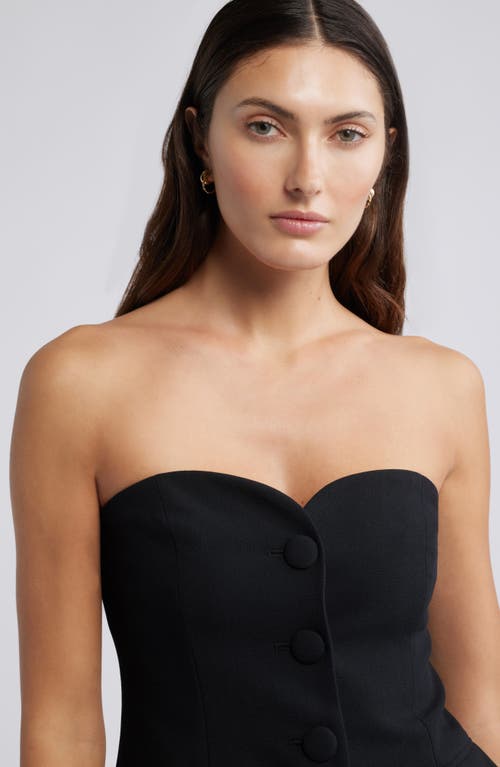 Open Edit The Icon Button Front Strapless Top In Black