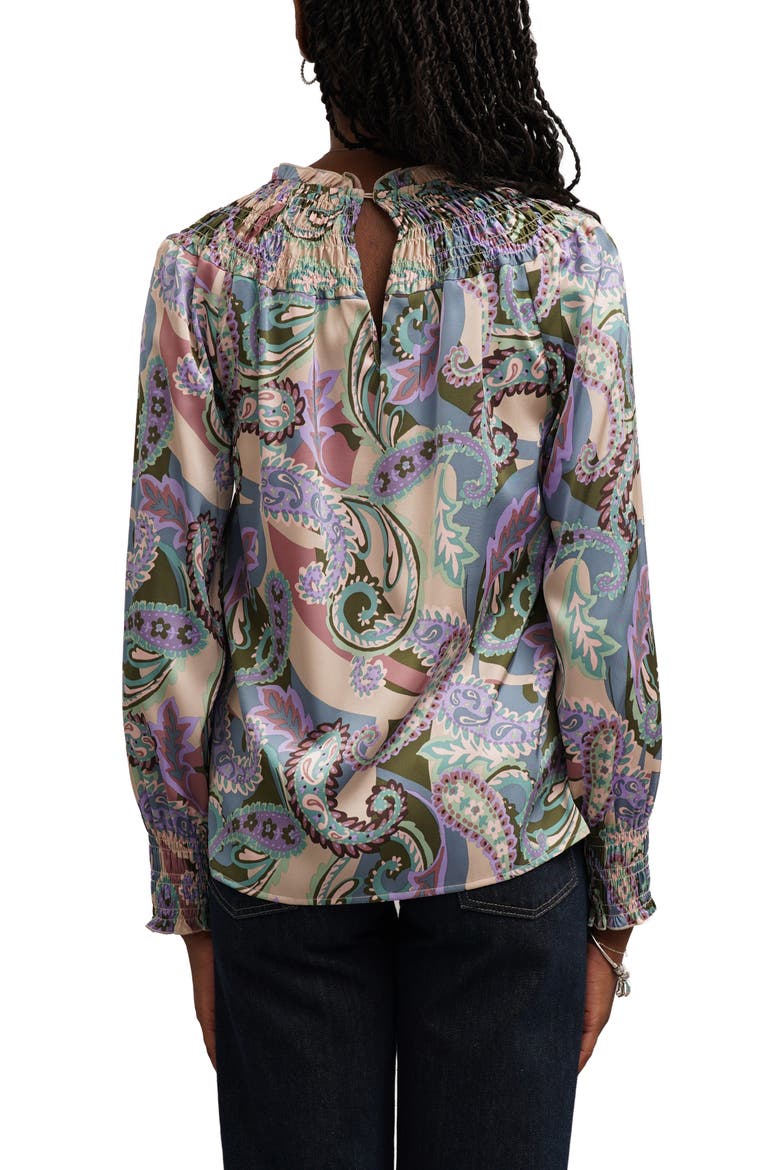 Smocked Paisley Print Top, Alternate, color, TARA PRINT