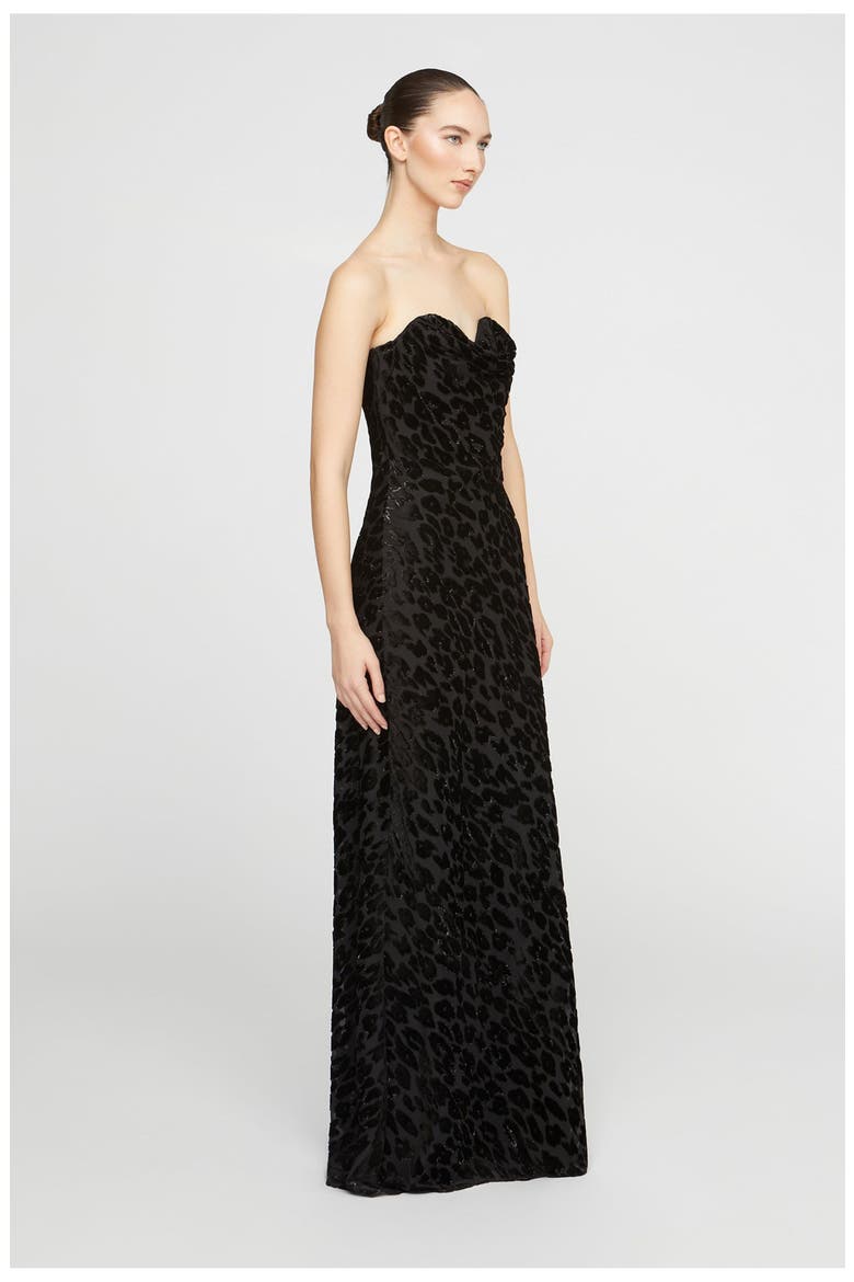 Rosalie Chiffon Devoré Gown, Alternate, color, Black