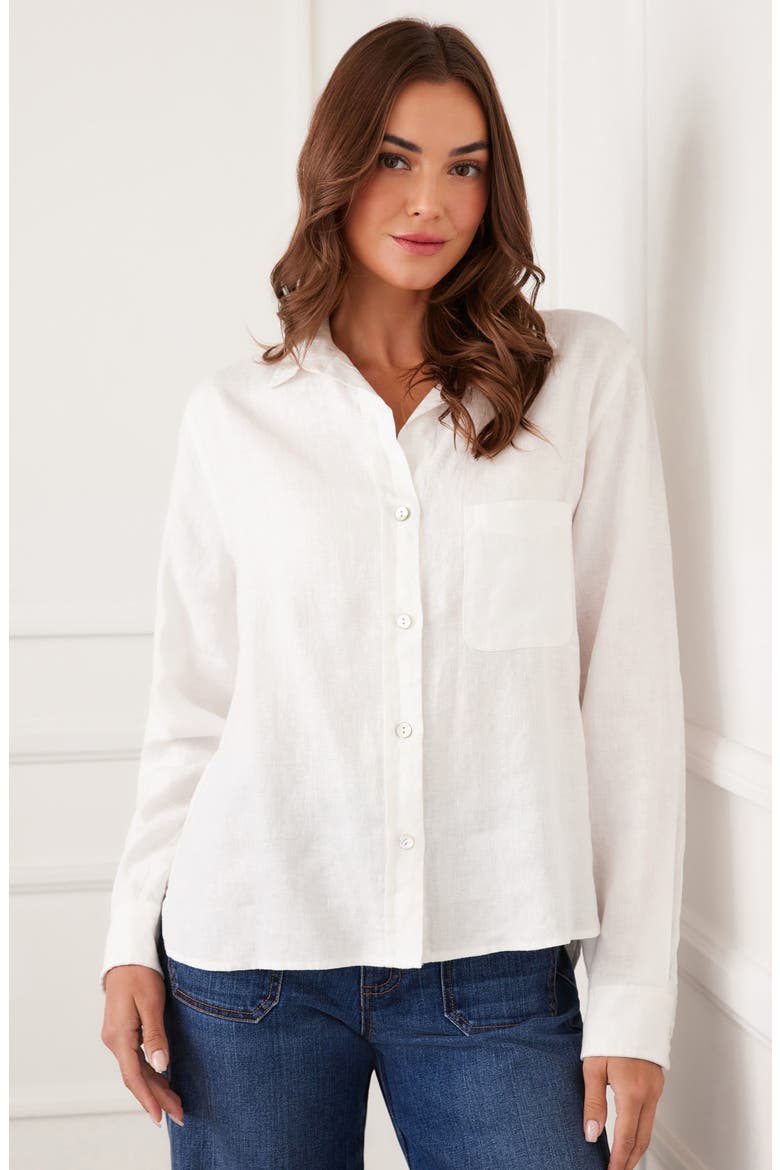 Linen Button-Up Shirt, Alternate, color, OFF WHITE