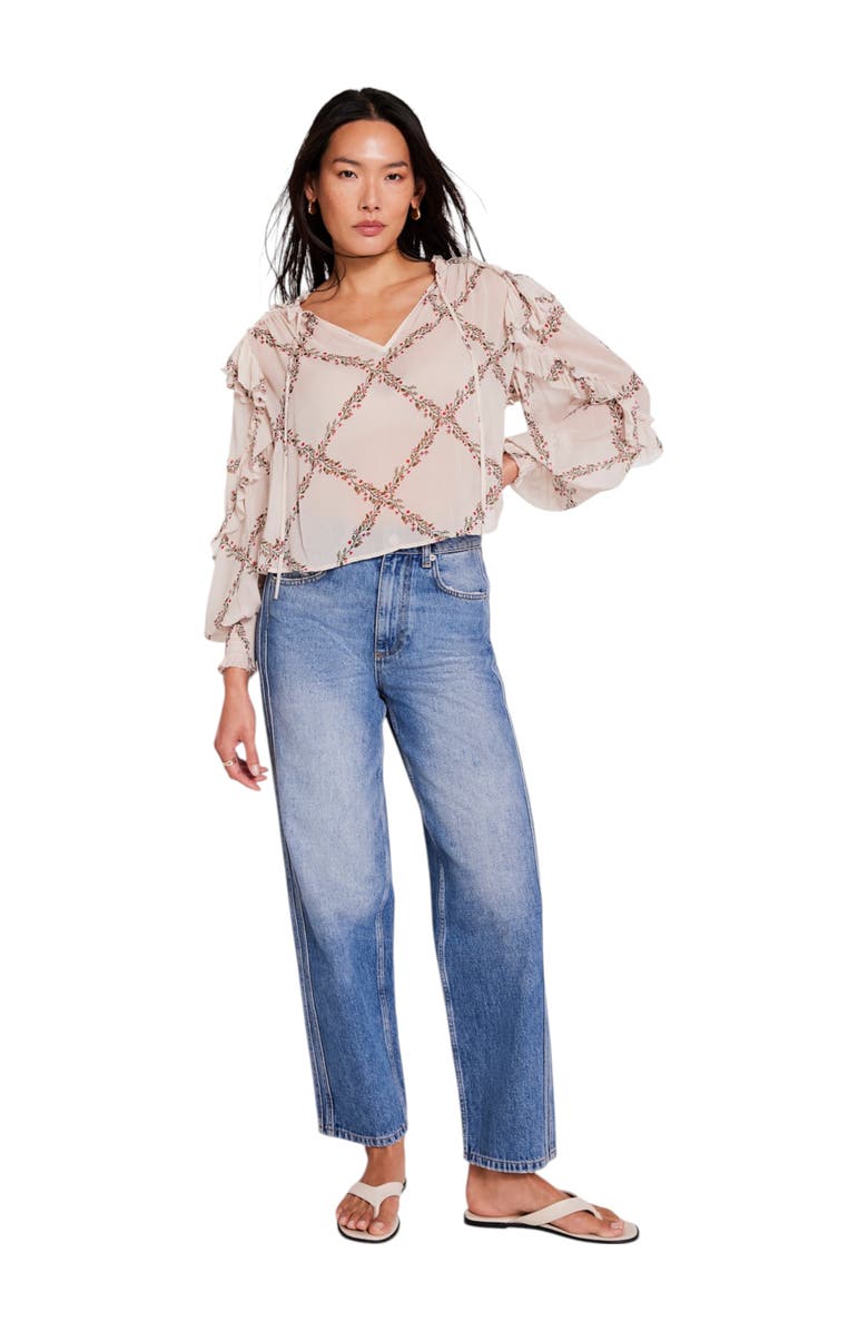 MINT VELVET Neutral Floral Print Blouse, Main, color, Neutral