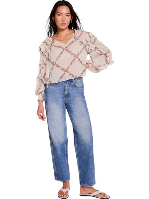 Neutral Floral Print Blouse