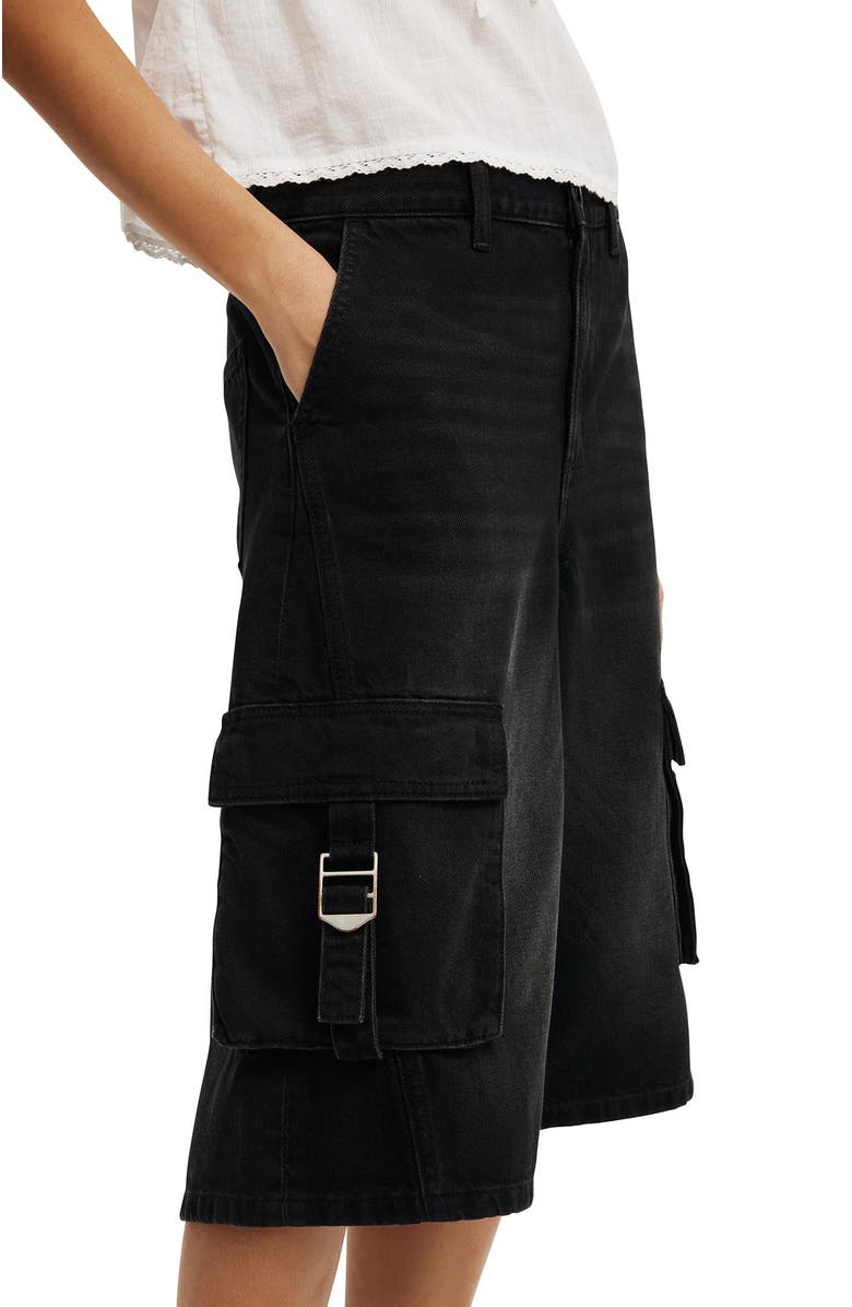 Cotton On Women's 91 Baggy Denim Jort, Alternate, color, Cargo Y2k Washed Black