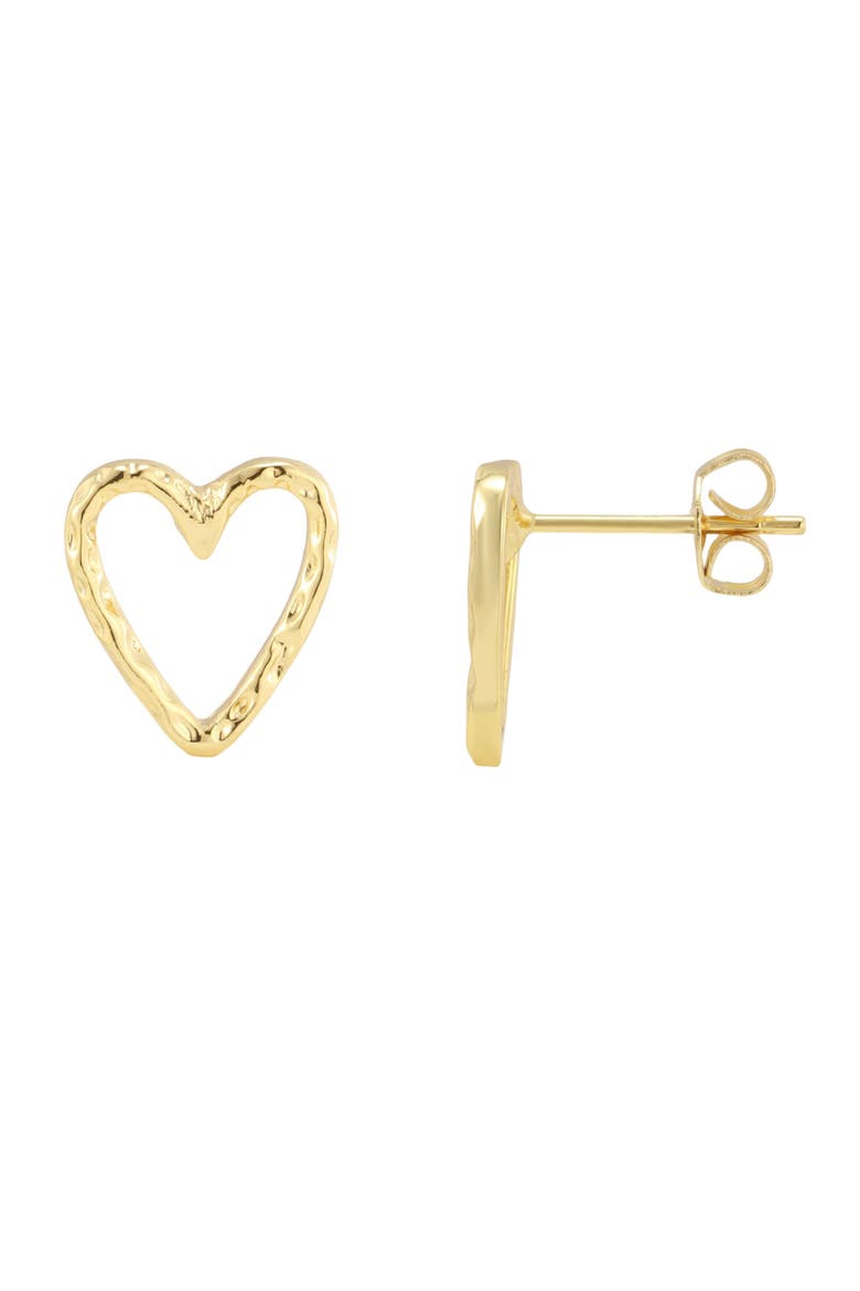 Hammered Heart Stud Earrings, Alternate, color, GOLD