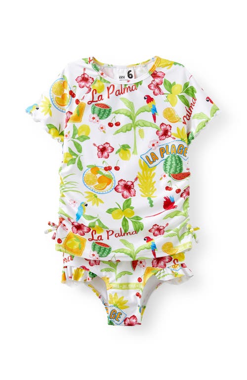 Shop Cotton On Kids Kid's Florence S/s Rashie And Bikini Bottom Set In Vanilla Tropical Fruit