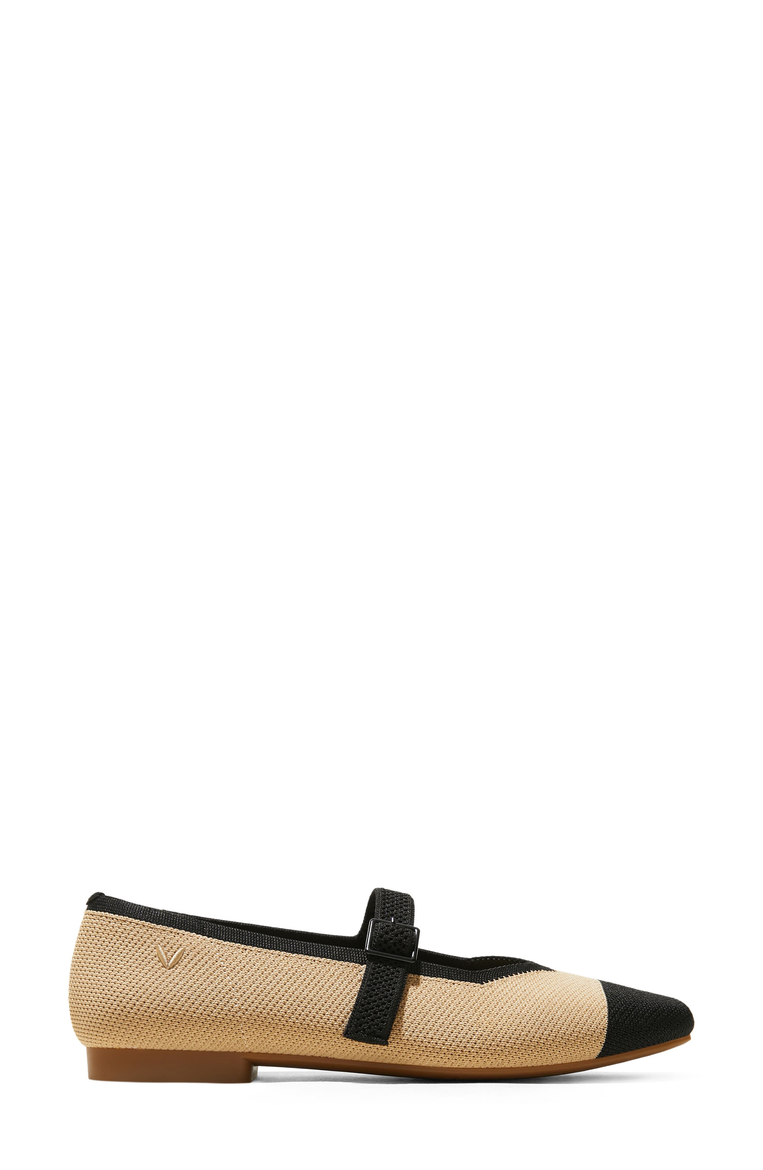 Margot Mary-Jane Square-Toe Ballet Flats, Alternate, color, NUDE PEACH AND BLACK