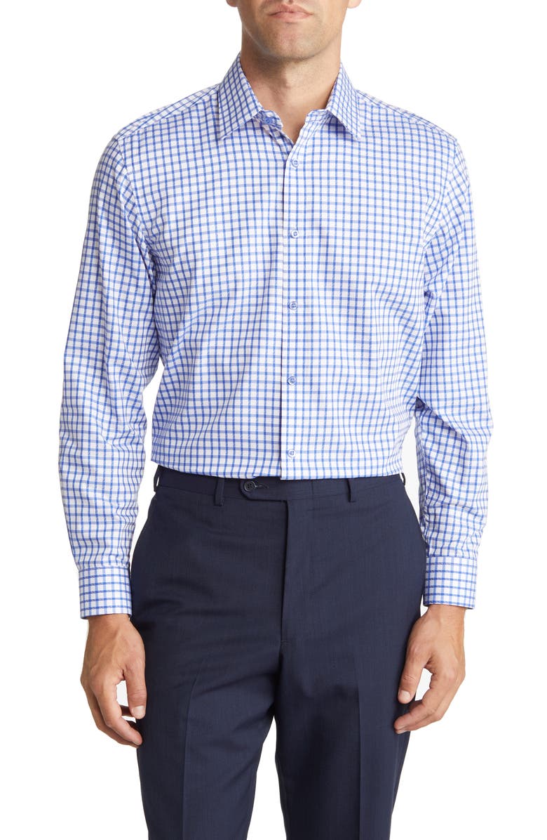 DANIEL HECHTER Trim Fit Windowpane Check Cotton Dress Shirt, Main, color, 