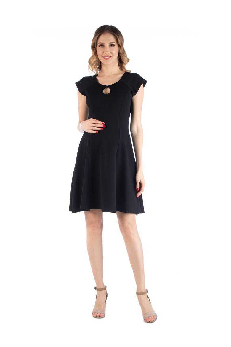 Maternity Dress with Keyhole Neck, Main, color, Black