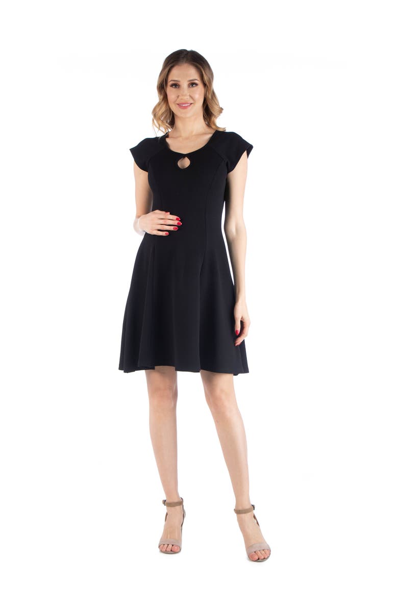 24seven Comfort Apparel Maternity Dress with Keyhole Neck, Main, color, Black