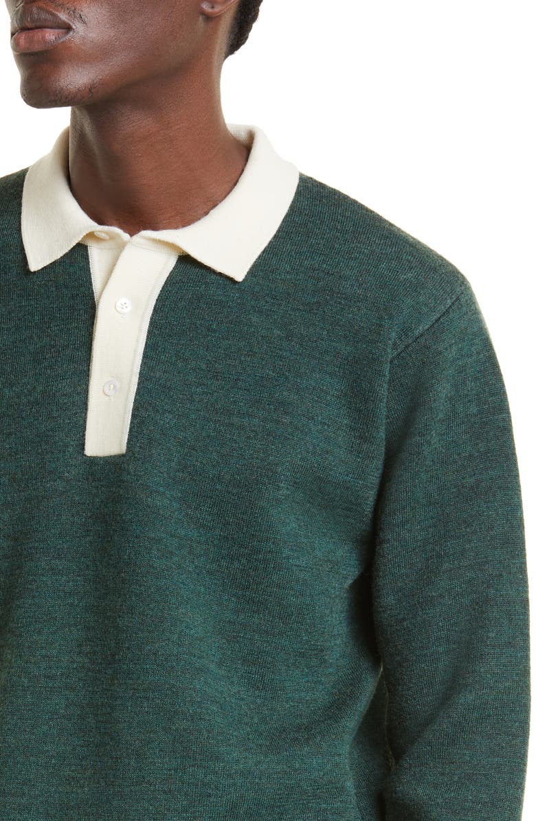 Drake's Merino Wool Rugby Polo Sweater, Alternate, color, 