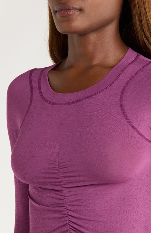 Free People Fp Movement Mile A Minute Ruched Long Sleeve Crop T-shirt In Pink