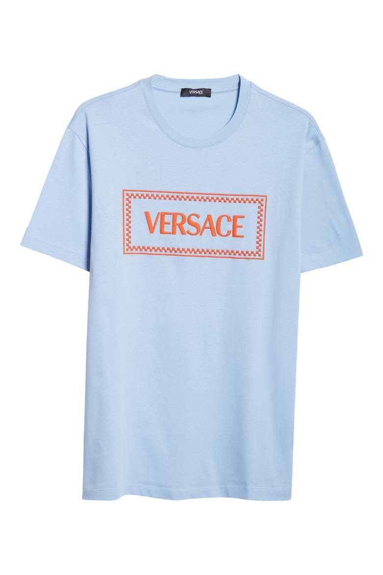 Embroidered Logo Cotton Jersey T-Shirt, Alternate, color, BLUE HYDRANGEA