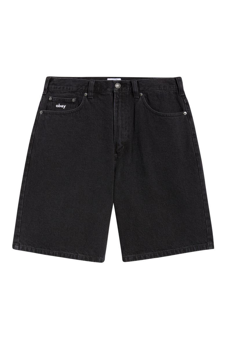 Bigwig Baggy Denim Shorts, Alternate, color, WASHED BLACK