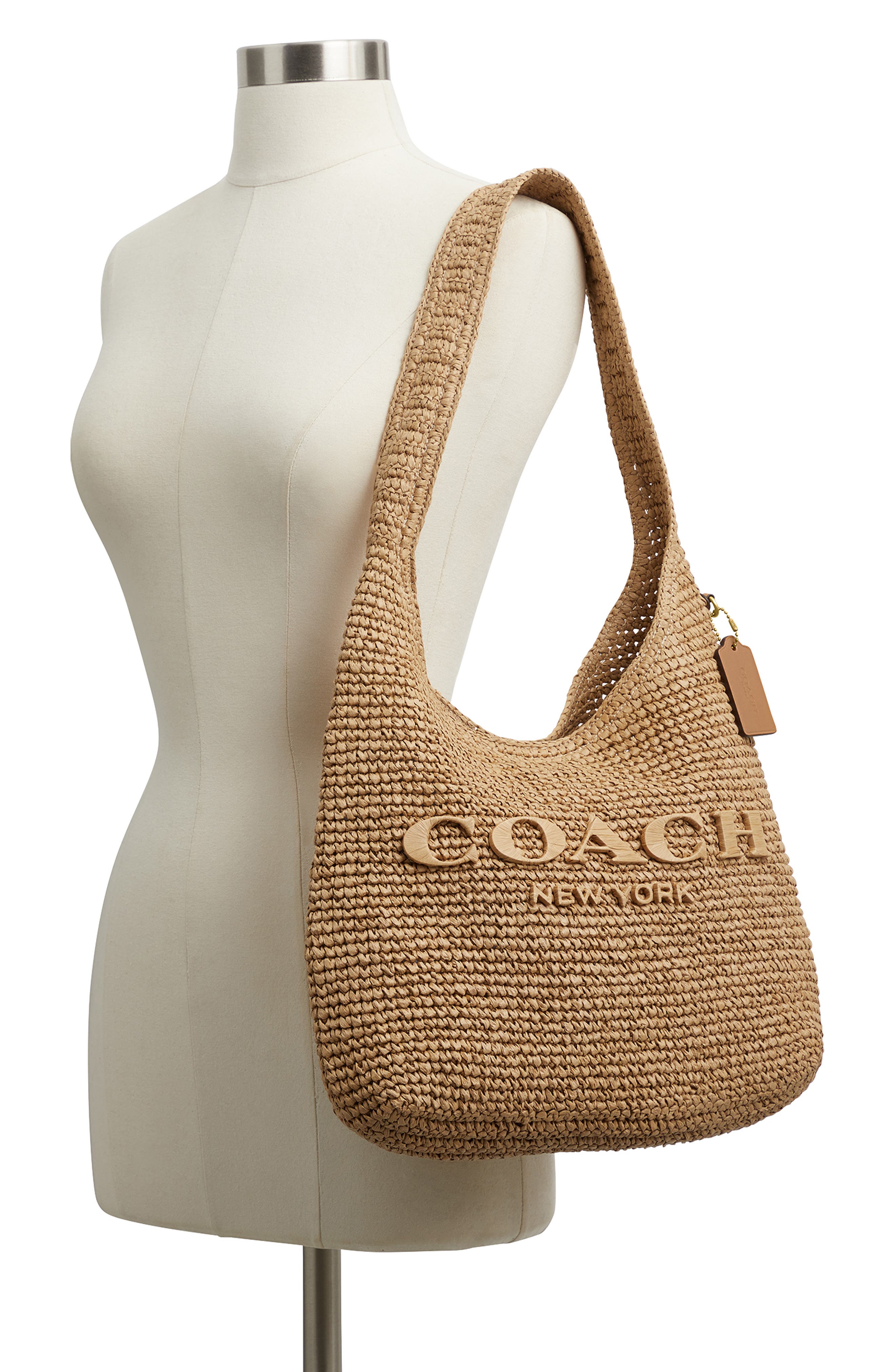 COACH Brooklyn Refined Weave Shoulder Bag, Alternate, color, Natural