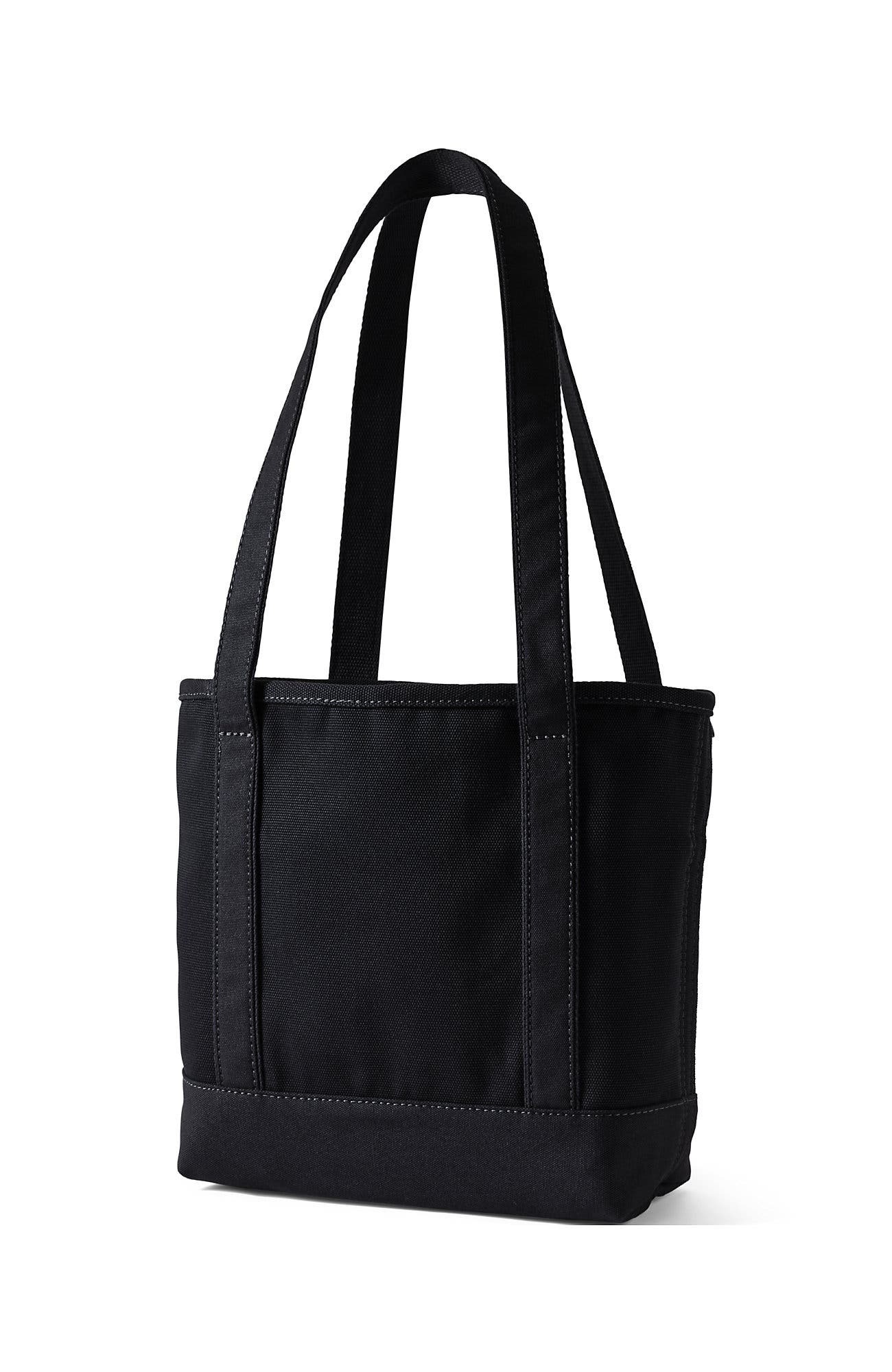 Lands' End Open Top Long Handle Canvas Tote Bag, Alternate, color, Black/Black
